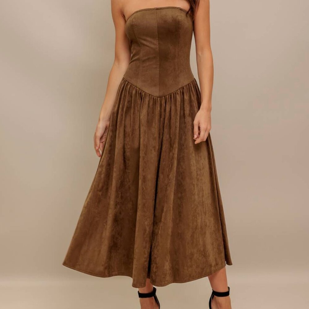 Faux Suede Midi Dress